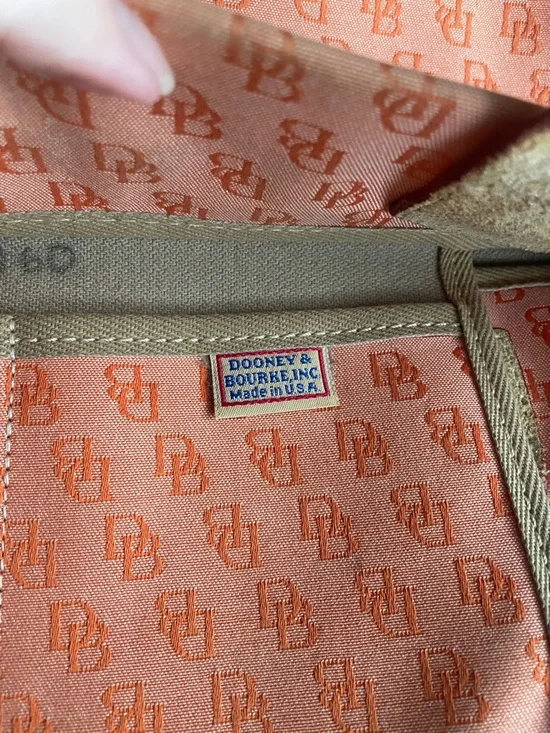 Dooney & Bourke Coral Orange Logo Tote with Tassel Drawstring - Picture 3 of 16
